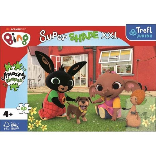 Trefl Puzzle Super Shape XXL Králíček Bing Hra s pejskem 60 dílků