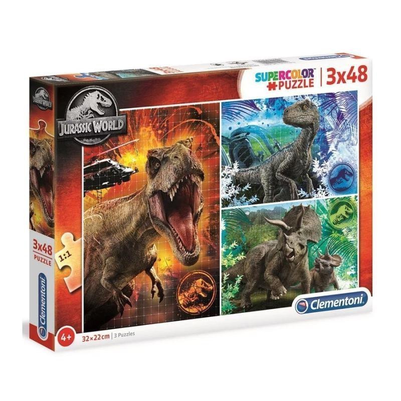 Clementoni Puzzle Supercolor - Jurský Park 3x48 dílků