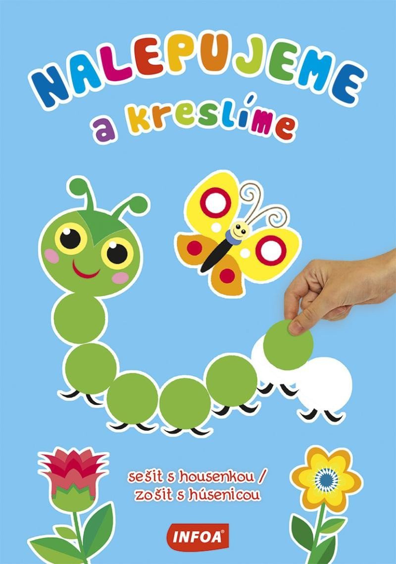 Nalepujeme a kreslíme - sešit s housenkou zošit s húsenicou samolepky