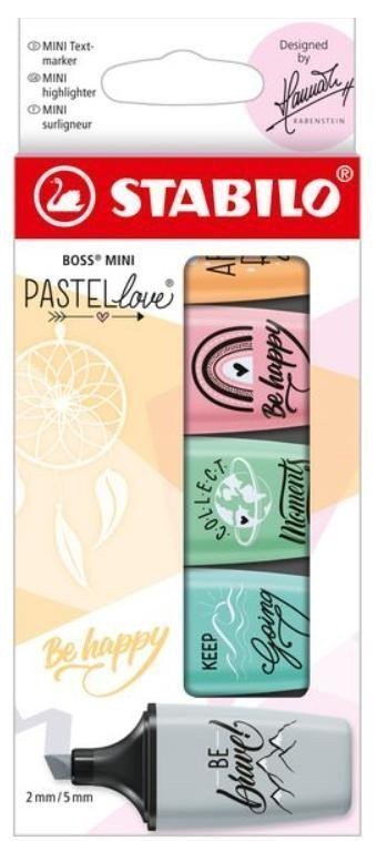Stabilo Boss Mini Pastellove 5 ks - růžová máta tyrkys šedá oranžová
