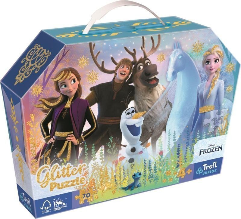 Trefl Puzzle v kufříku Disney Frozen Kouzelné přátelství 70 dílků Třpytivé