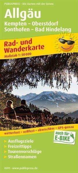 Allgäu Kempten-Oberstdorf Sonthofen-Bad Hindelang 150 000 cyklistická a turistická mapa