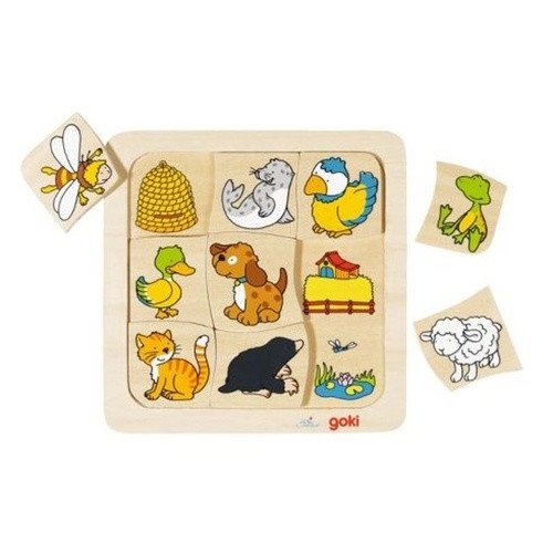 Goki Puzzle Kdo bydlí kde 9 dílků - dřevěné