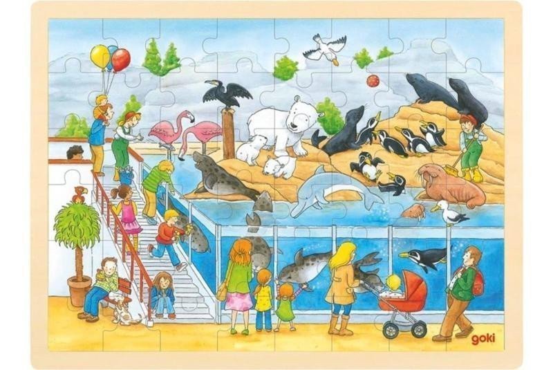 Goki Puzzle Návštěva ZOO 48 dílků - dřevěné