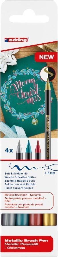 Edding Štětcový popisovač 1340 - Metal sada 4 ks