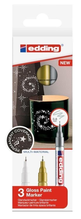 Edding Lakový popisovač 780 - bílá zlatá stříbrná sada 3 ks