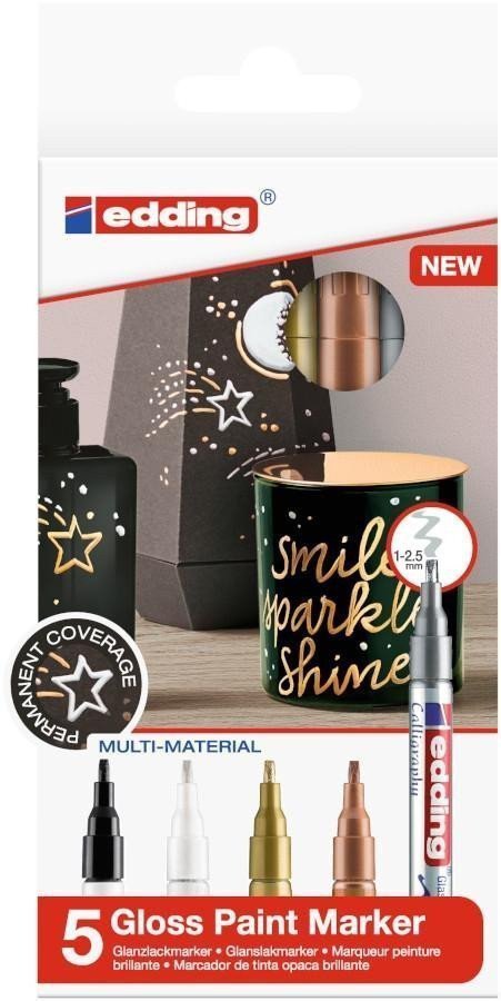 Edding Lakový popisovač 753 kaligrafický Metal sada 5 ks