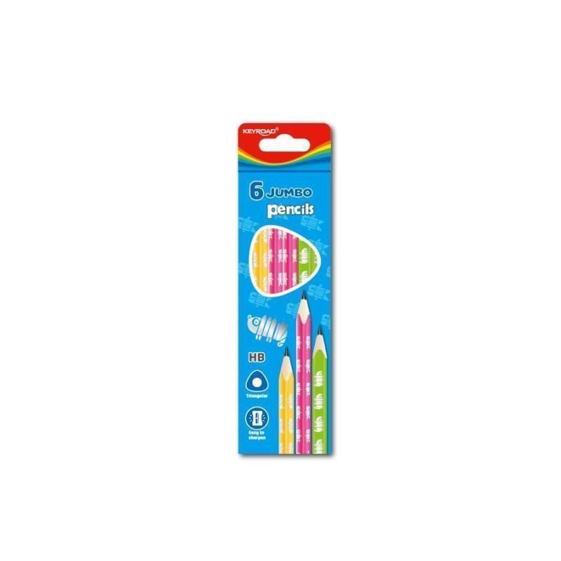 Keyroad Grafitové tužky Neon JUMBO trojhranné HB 6 ks