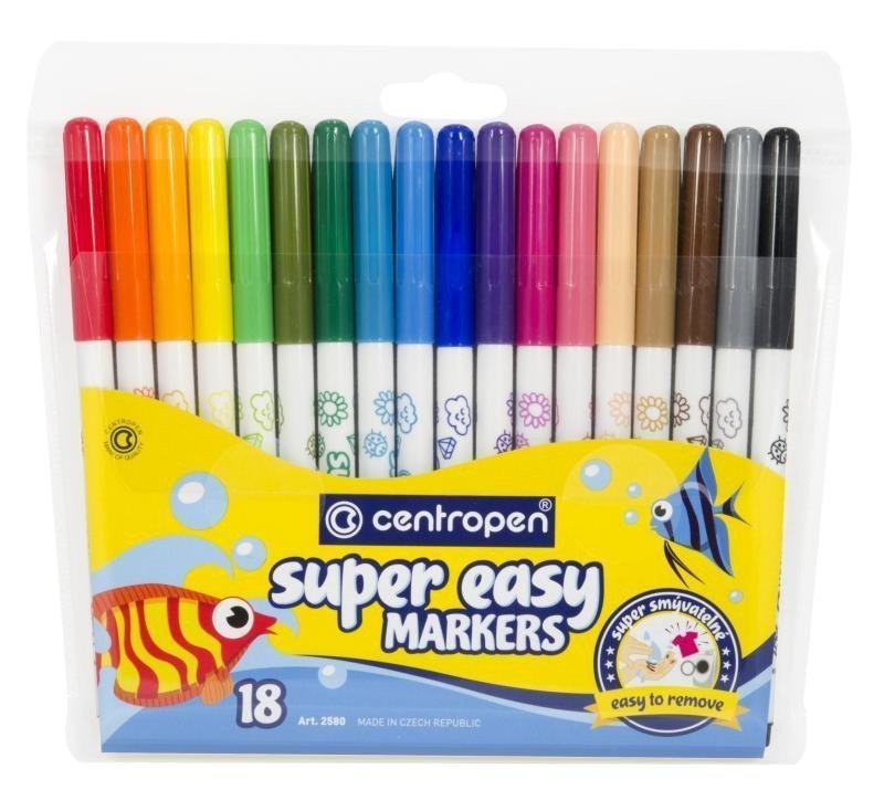 Centropen Popisovač smývatelný Super easy 2580 18 ks