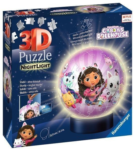 3D Puzzle-Ball Gabbys Dollhouse 72 dílků noční edice