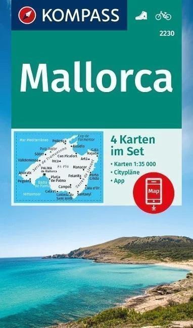 Mallorca 135 000 sada 4 turistických map KOMPASS 2230