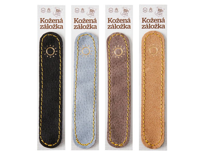 Kožená záložka do knihy Slunce - hnědá