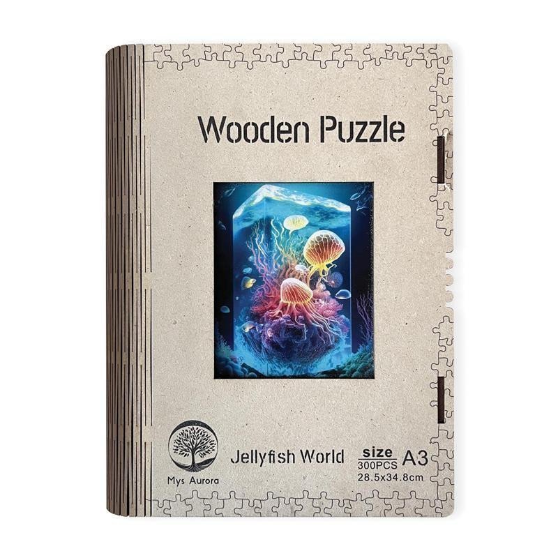 Dřevěné puzzleJellyfish World A3