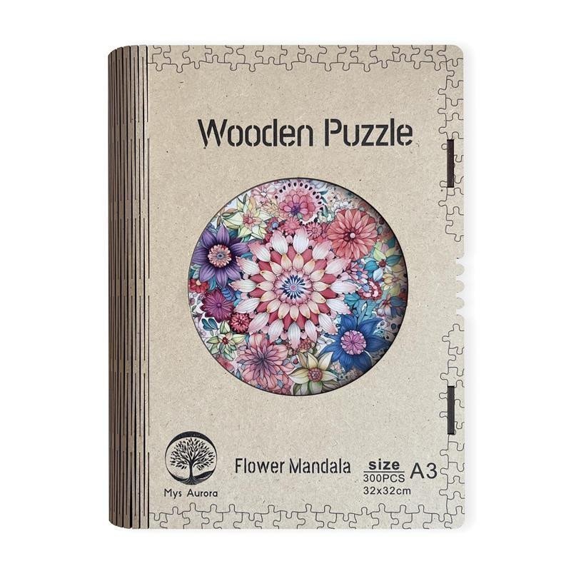 Dřevěné puzzleFlower Mandala A3