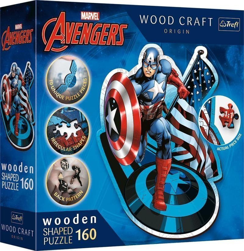 Puzzle Wood Craft Origin Neohrožený Kapitán Amerika 160 dílků