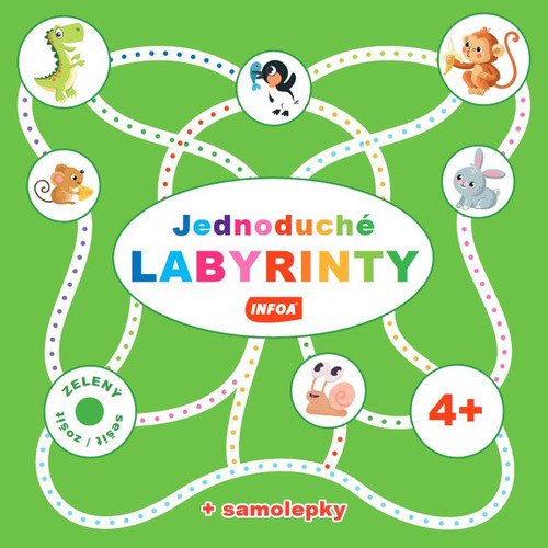 Jednoduché labyrinty - zelený sešit zošit samolepka