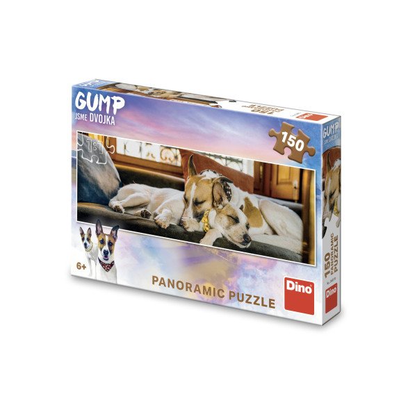 Puzzle panorama Gump jsme dvojka na gauči 150 dílků