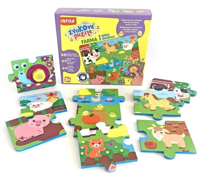 Zvukové puzzle Farma - 9 dílků 9 dielikov