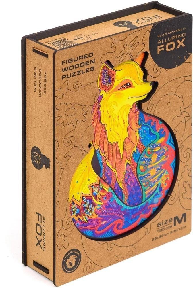 UNIDRAGON dřevěné puzzle - Liška velikost M 25x33cm
