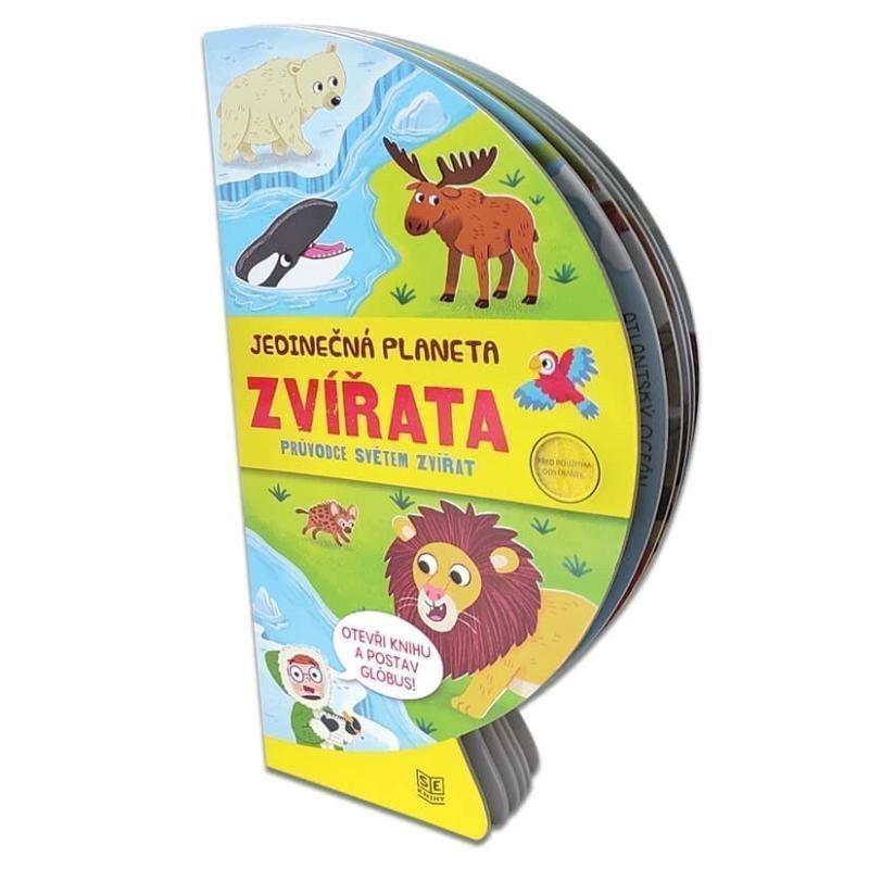 Jedinečná planeta - Zvířata Rozkládací kniha s pevnými listy ve tvaru globusu