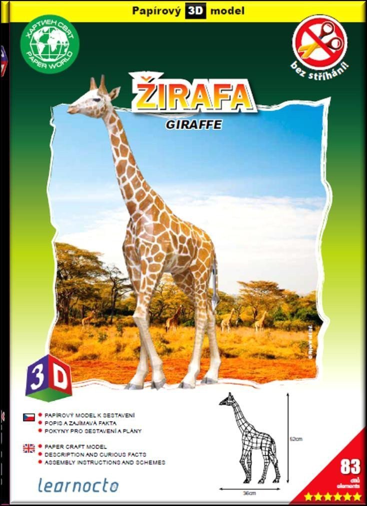 Žirafa – Papírový 3D model83 dílků