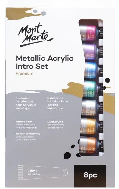 Mont Marte Sada akrylových barev Metall 8181 tuba 8x18 ml