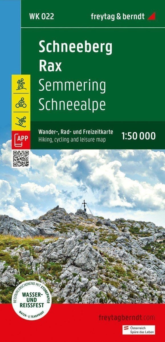 Schneeberg - Rax 150 000 turistická cyklistická a rekreační mapa