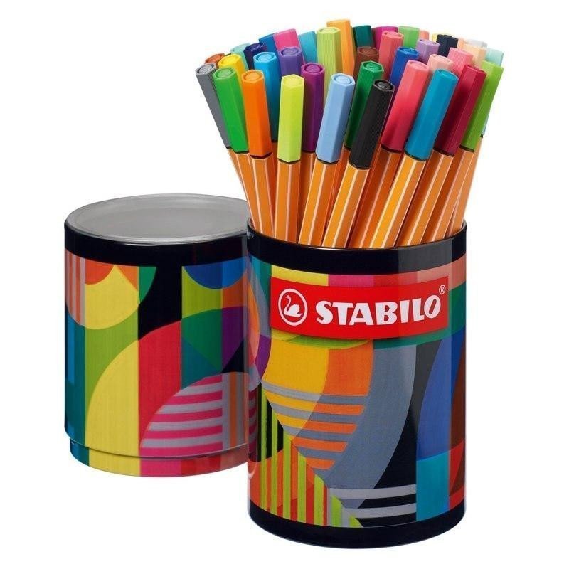STABILO Liner point 88 ARTY jemný - 45 barev v plechové dóze