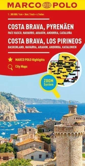 Costa Brava Pyreneje 1300 000 regionální mapa ZoomSystem
