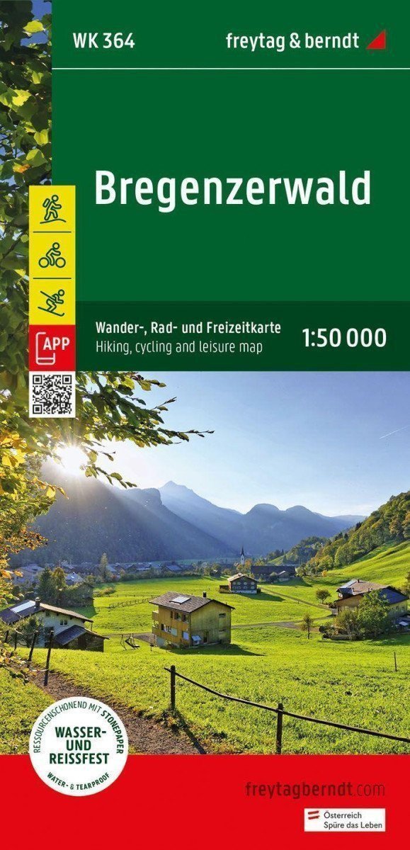 Bregenzerwald 150 000 turistická cyklistická a rekreační mapa