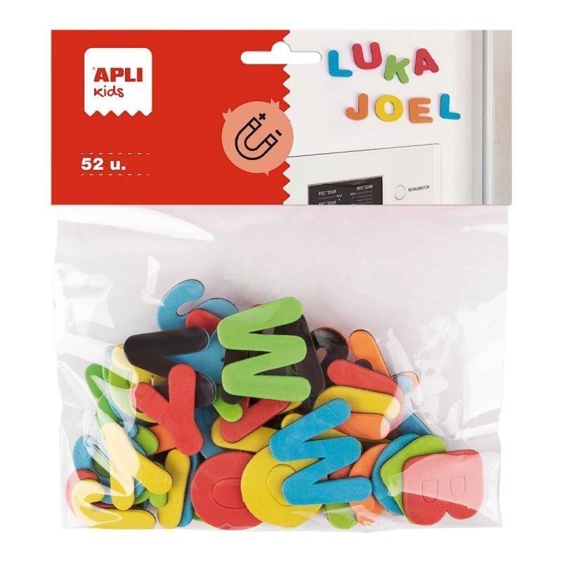 Apli pěnovka tvarová - písmena 52 ks magnetická mix velikostí a barev