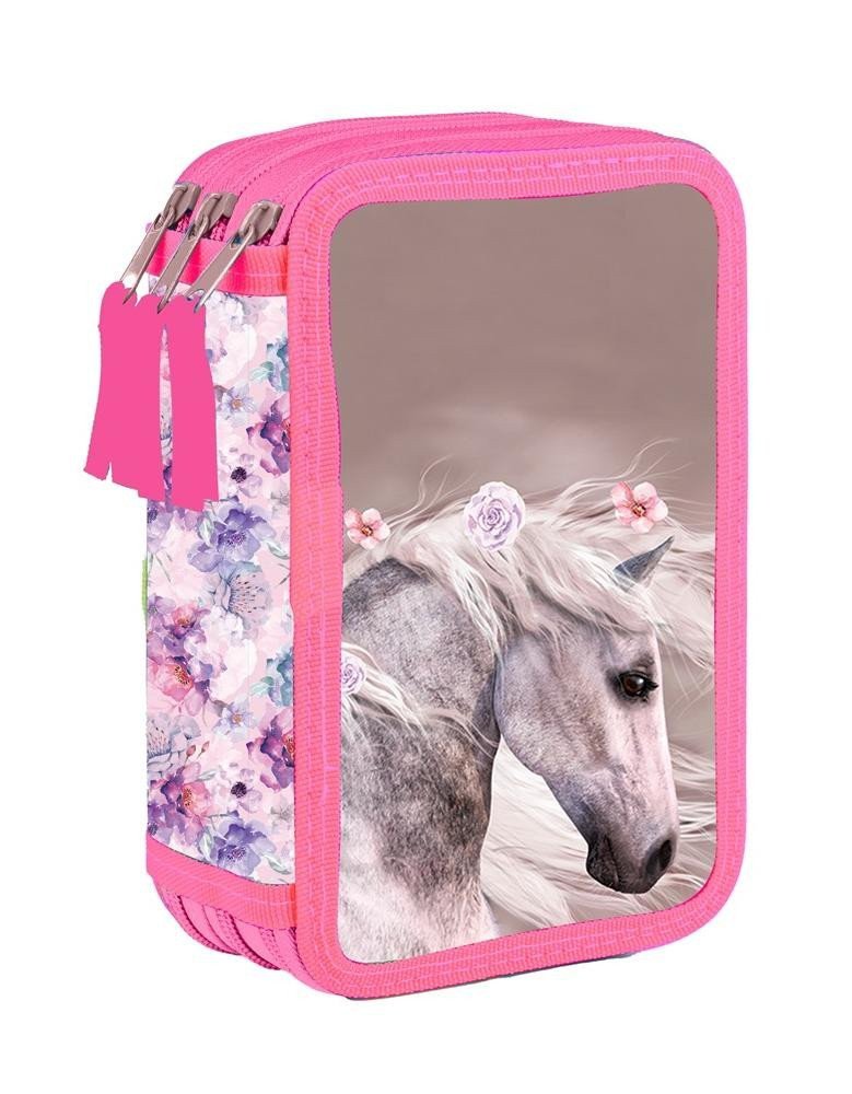 Penál 3 patrový prázdný - Kůň romantic