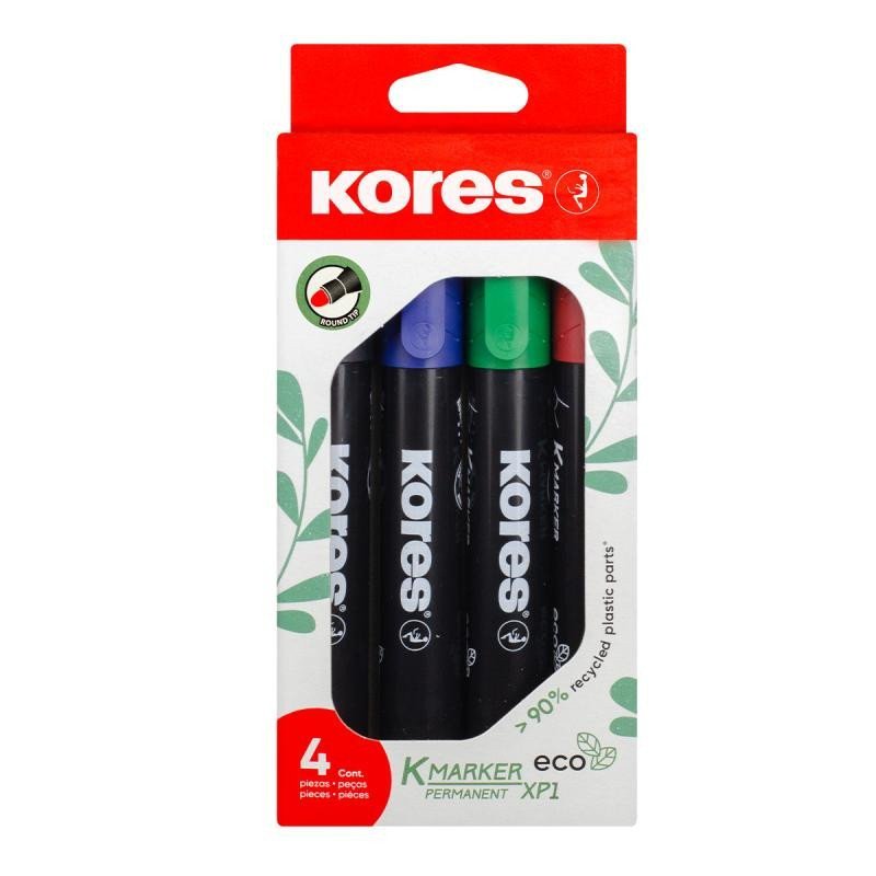 Kores Permanentní popisovač Eco K-Marker - 4 barvy černá červená modrá zelená