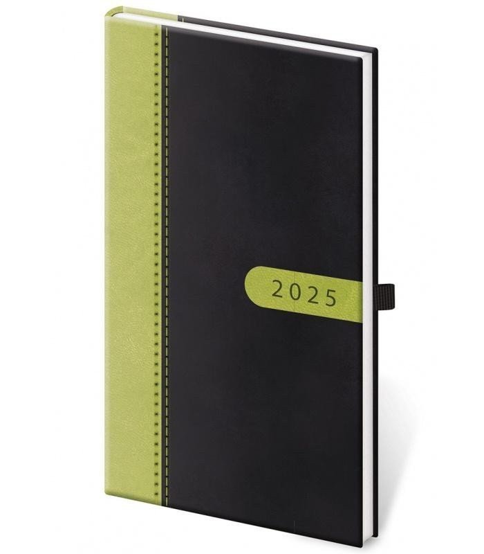 Diář 2025 Bora týdenní kapesní černozelená