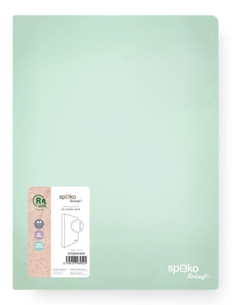 Spoko ReLeaf kroužkový pořadač 4RO 35mm A4 SoftTouch - zelený