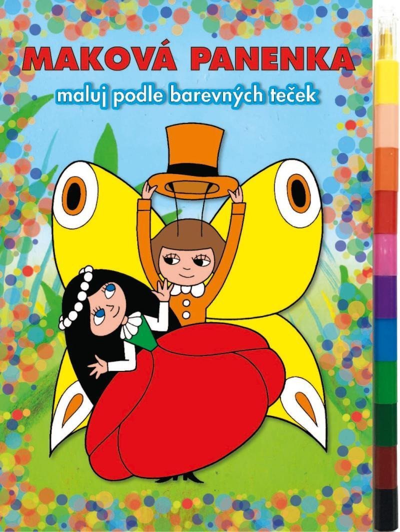 Maková panenka - Maluj podle barevných teček MAXI voskovka