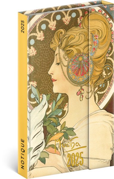 Diář 2025: Alfons Mucha - týdenní, magnetický, 13 × 21 cm