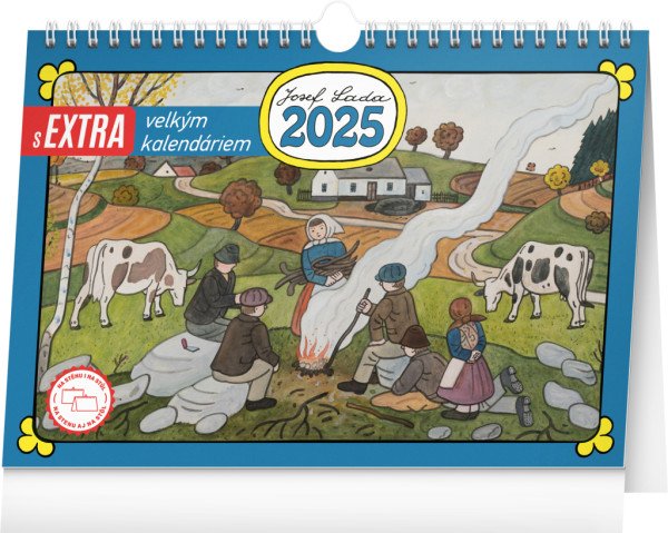 Kalendář 2025 stolní: Josef Lada s extra velkým kalendáriem, 30 × 21 cm