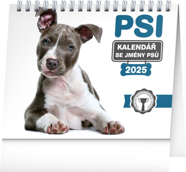 Kalendář 2025 stolní: Psi - se jmény psů, 16,5 × 13 cm