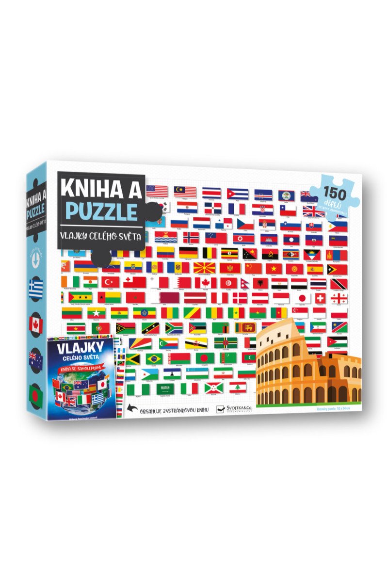 Kniha a puzzle Vlajky celého světa