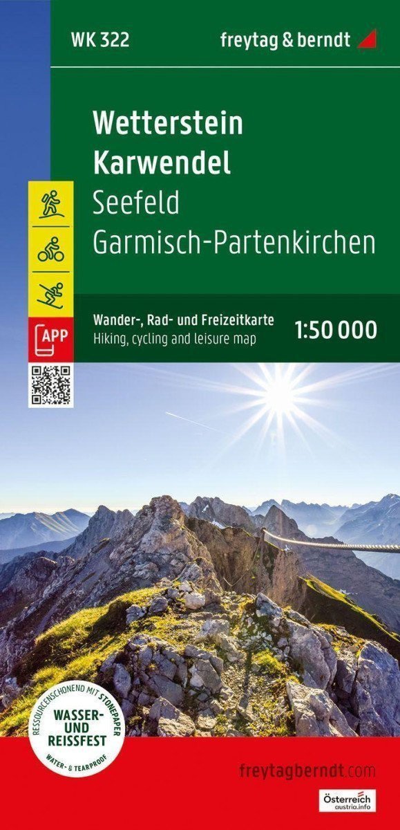 Wetterstein - Karwendel 150 000 turistická cyklistická a rekreační mapa