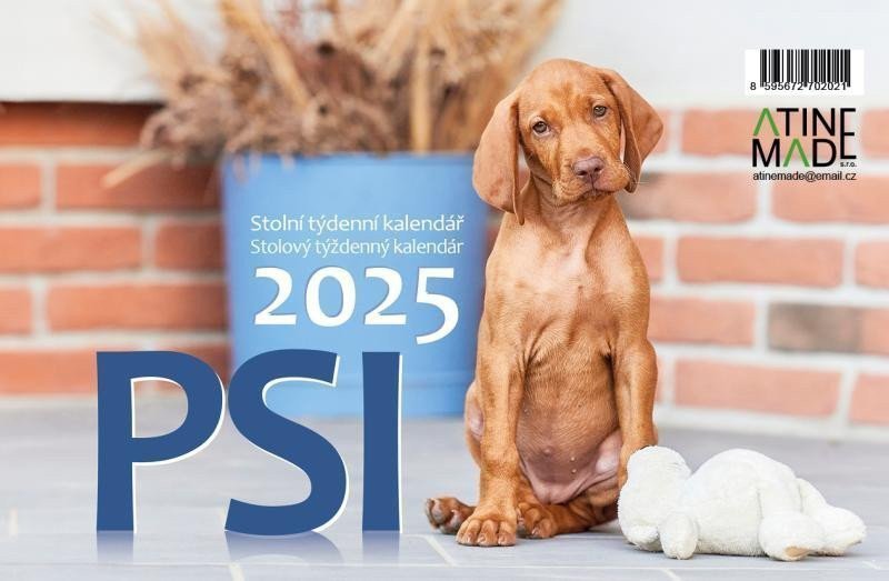 Kalendář 2025 Psi stolní týdenní 225 x 150 mm