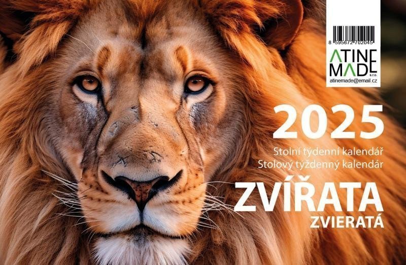 Kalendář 2025 Zvířata stolní týdenní 225 x 150 mm
