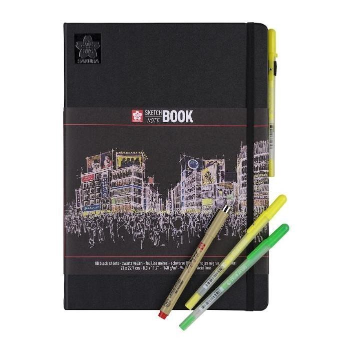 Sakura Skicák v pevné vazbě s černým papírem 21x30 140 g
