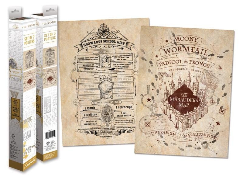 Harry Potter set plakátů Pobertův plánek Školní seznam 2ks