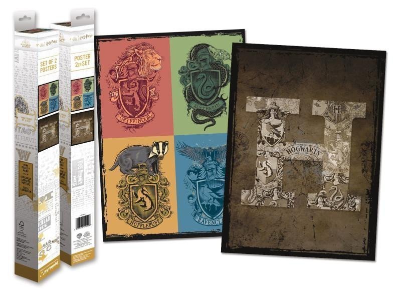 Harry Potter set plakátů Bradavice Koleje 2ks