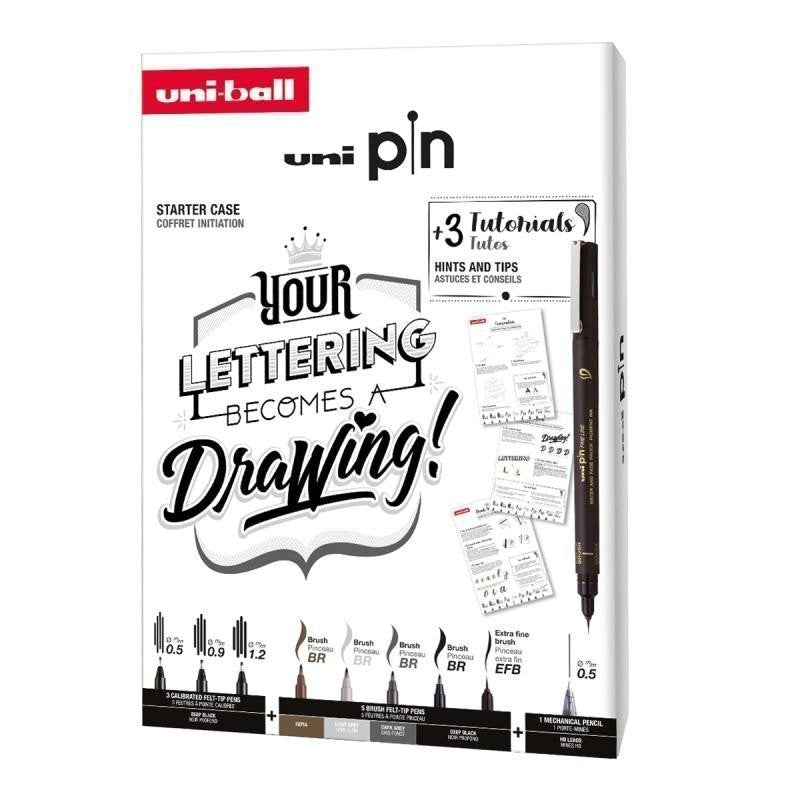 UNI PIN dárkový box - edice Lettering 9ks