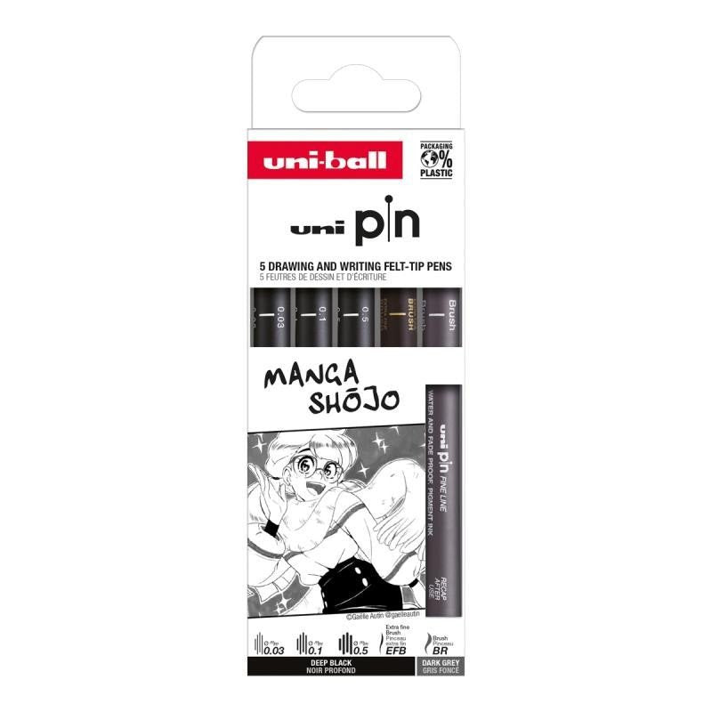 UNI PIN Drawing - sada linerů Manga Shojo 5 ks