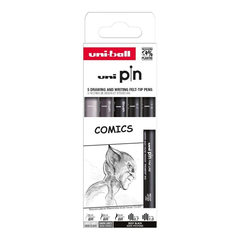 UNI PIN Drawing - sada linerů Comics 5 ks
