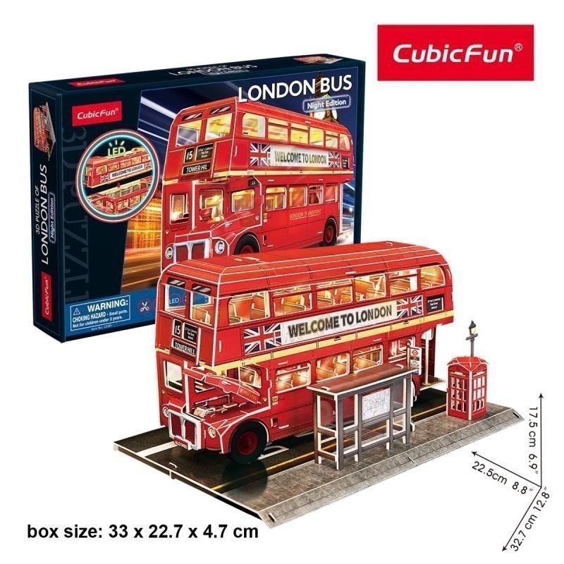 Puzzle 3D Noční edice Londýnský autobus 161 dílků